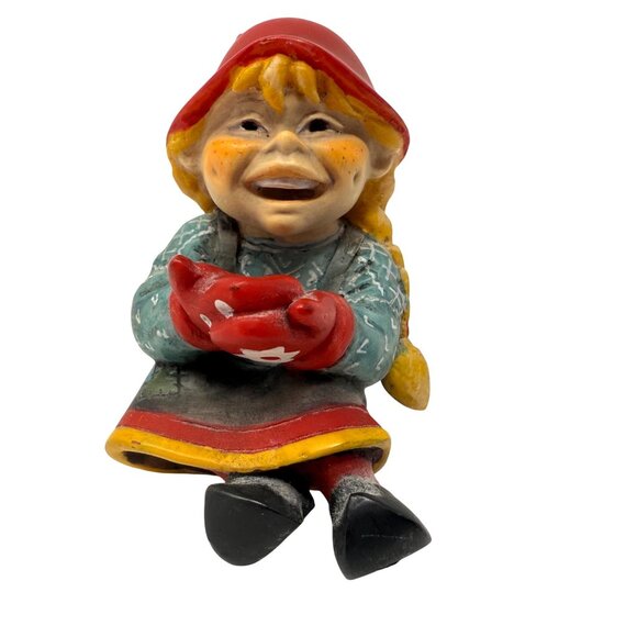 Vintage Candy Designs Norway Nisse Tomte Figurine, Scandinavian Elf Gnome Girl - Picture 1 of 6